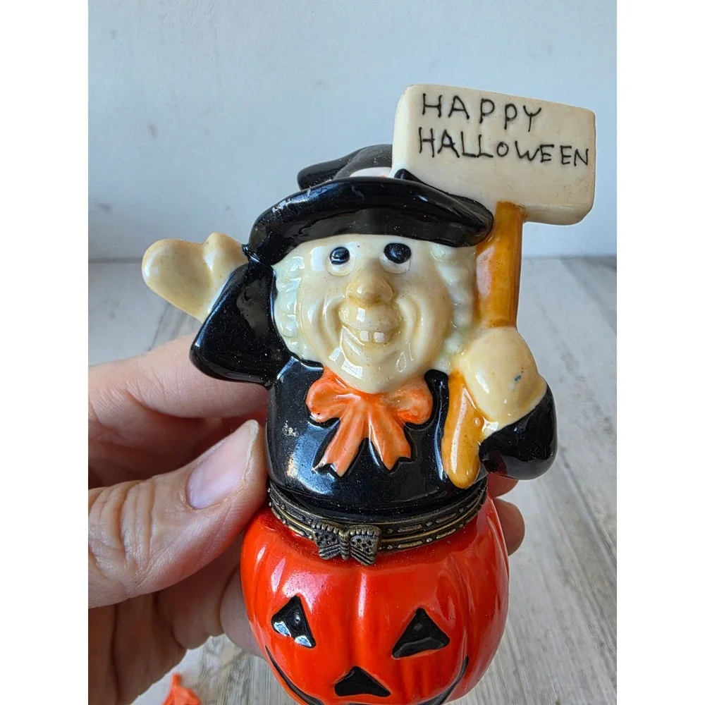 Vintage Greenbrier witch pumpkin trinket box Halloween village‎ decor Jack